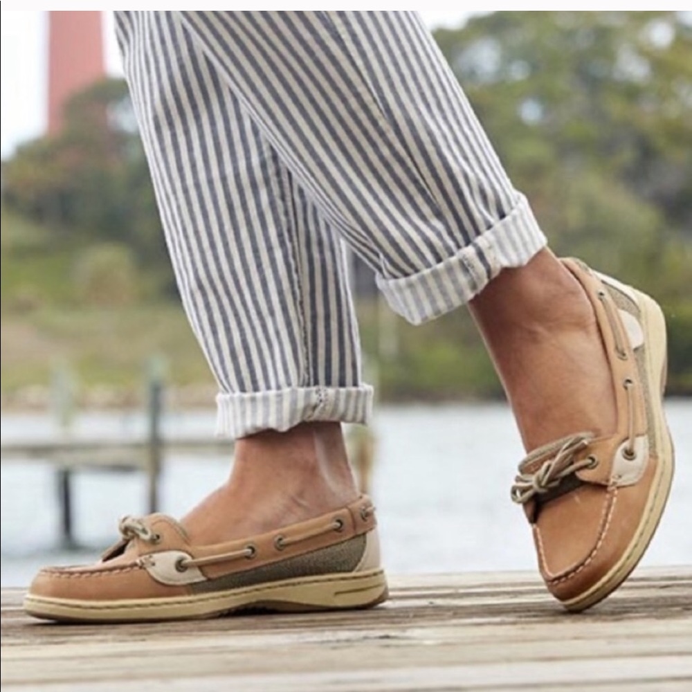 SPERRY Top Sider Canvas Preppy Academia Nautical Leather Boat Shoes 7.5